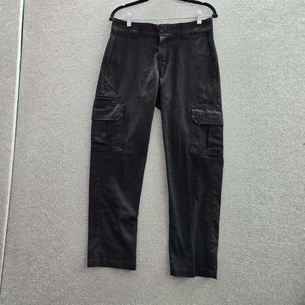 Dickies Men Pants 32 Black Cargo Pockets Twill‎ FLEX Slim Straight 27" Inseam